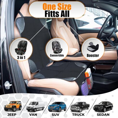 Car Seat Protector - Car Seat Cover for Dogs & Kids - Water Resistant, 600D Fabric, Car Kick Mats Back Seat Protector, Non-Slip, Fit for All Cars in Saudi Arabia