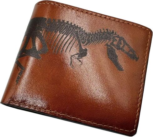 Skeleton leather wallet, dinosaur skeleton leather gift ideas, tyrannosarus T-rex fossil leather wallet, dinosaur gift ideas for men in Saudi Arabia