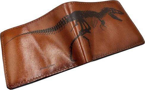 Skeleton leather wallet, dinosaur skeleton leather gift ideas, tyrannosarus T-rex fossil leather wallet, dinosaur gift ideas for men in Saudi Arabia