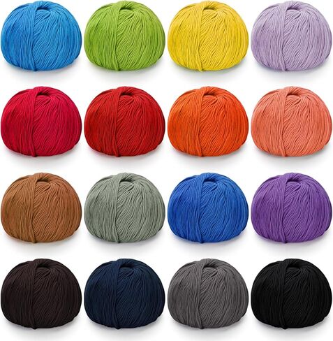 Cotton Yarn for Crocheting - 16 Skeins Sport Weight Yarn, Soft Yarn for Knitting and Crochet, Milk Cotton Yarn, Each 1.76oz/164yard (Assorted Colors) in Kuwait