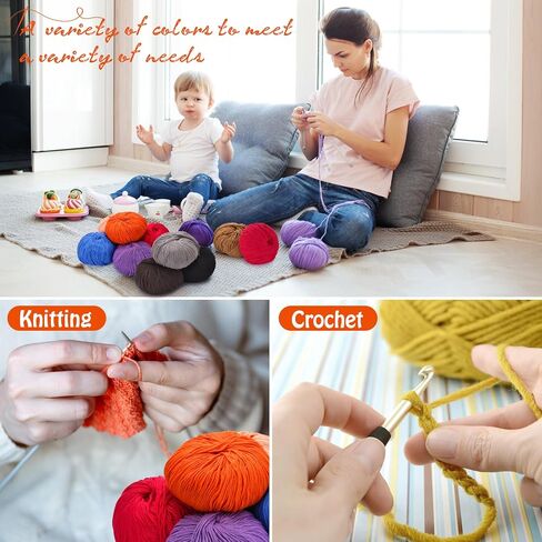 Cotton Yarn for Crocheting - 16 Skeins Sport Weight Yarn, Soft Yarn for Knitting and Crochet, Milk Cotton Yarn, Each 1.76oz/164yard (Assorted Colors) in Kuwait