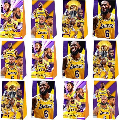 12pcs Basketball Birthday Party Favor Gift Bags, Birthday LA Party Supplies for Basketball Birthday Party Decorations. in Saudi Arabia
