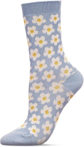 MeMoi Women's Mod Vintage Style Sweet Daisy Cotton Blend Crew Sock in Saudi Arabia