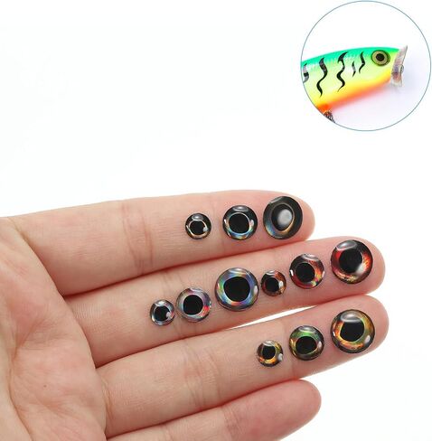 PATIKIL Fishing Lure 4D Eyes 6mm/8mm/10mm, 3 Set Waterproof Artificial Fish Eye Fly Tying Lures Crafts Tackle Accessory for Fishing Baits DIY, Multicolored in Saudi Arabia
