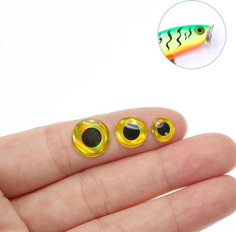PATIKIL Fishing Lure 3D Eyes 10mm, 100Pcs Waterproof Artificial Fish Eye Fly Tying Lures Crafts Tackle Accessory for Fishing Baits DIY, Gold Tone in Saudi Arabia