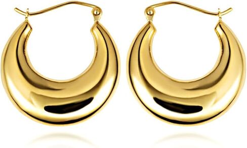 10K or 14K Yellow Gold Polished Flat Round Hoop Earrings for Women Girls (4.5mm Thick) 22.5mm Diameter in Saudi Arabia