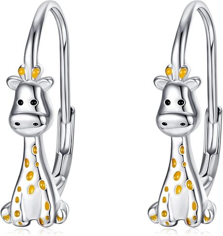 Giraffe Earrings Sterling Silver Giraffe Huggie Hoop Animal Earrings Jewelry Gift for Women in Saudi Arabia