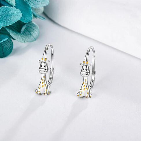 Giraffe Earrings Sterling Silver Giraffe Huggie Hoop Animal Earrings Jewelry Gift for Women in Saudi Arabia