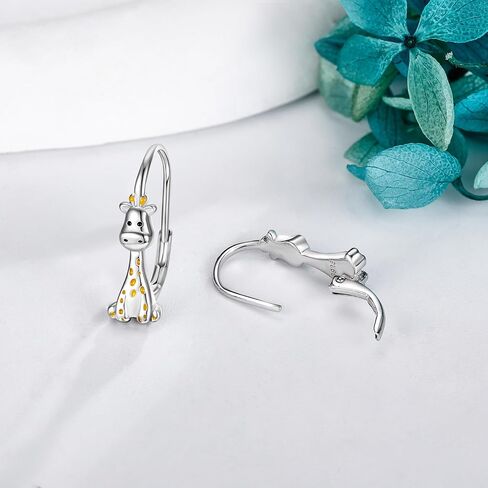 Giraffe Earrings Sterling Silver Giraffe Huggie Hoop Animal Earrings Jewelry Gift for Women in Saudi Arabia