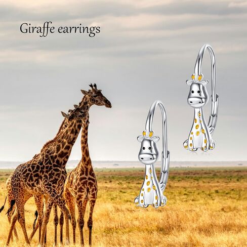 Giraffe Earrings Sterling Silver Giraffe Huggie Hoop Animal Earrings Jewelry Gift for Women in Saudi Arabia