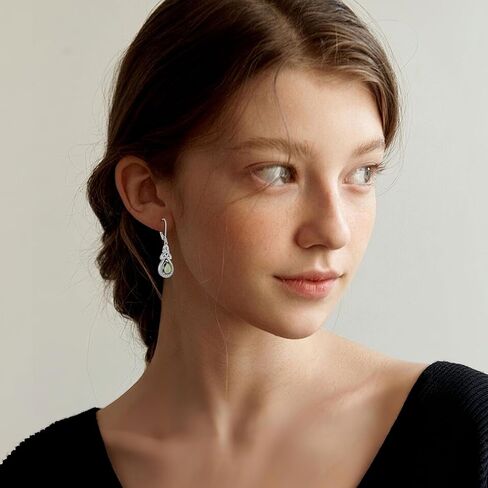 FJ Celtic Knot Dangle Drop Leverback Earrings 925 Sterling Silver Infinity Teardrop Earrings with Birthstone Irish Good Luck Jewelry for Women Her in Kuwait