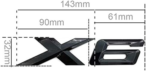 X6 شعار أسود لامع مقاس OEM أصلي بديل لغطاء صندوق السيارة BMW الخلفي شعار شارة لوحة اسم ملصق رقم الحروف (أسود ساطع، X6) in Kuwait