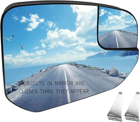 Heated Mirror Glass with Holder and Blind Glass Replace DT1Z17K707H FO1324168, Driver Left Side Mirror Fit for Ford Transit 2014-2023 in Saudi Arabia
