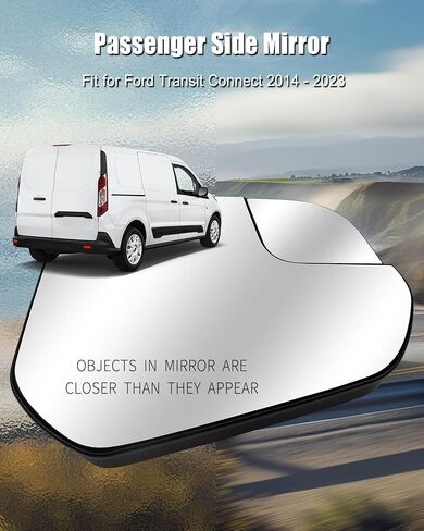 Heated Mirror Glass with Holder and Blind Glass Replace DT1Z17K707H FO1324168, Driver Left Side Mirror Fit for Ford Transit 2014-2023 in Saudi Arabia