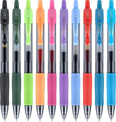PILOT G2 Premium Retractable Gel-Ink Rolling Ball Pens, Fine Point (0.7 mm), Assorted, 10/Pk (13513) in Saudi Arabia