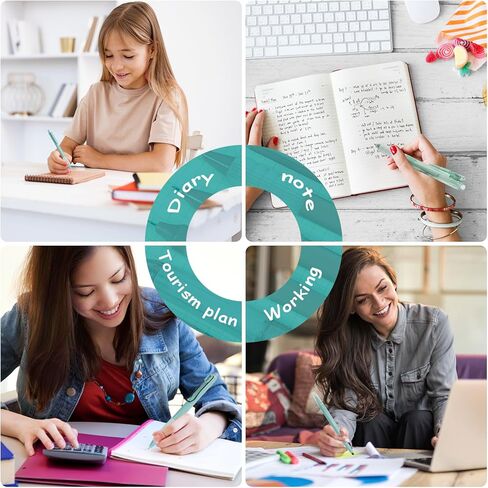 مجموعة أقلام جل مكونة من 12 قطعة، 11 قلم جل مع عبوة واحدة هايلايتر - حبر أسود سريع الجفاف، نقطة دقيقة 0.5 مم، قابلة للسحب، أقلام لطيفة - أقلام حبر هلامية جمالية باللون الأحمر العقيق لليوميات in Kuwait