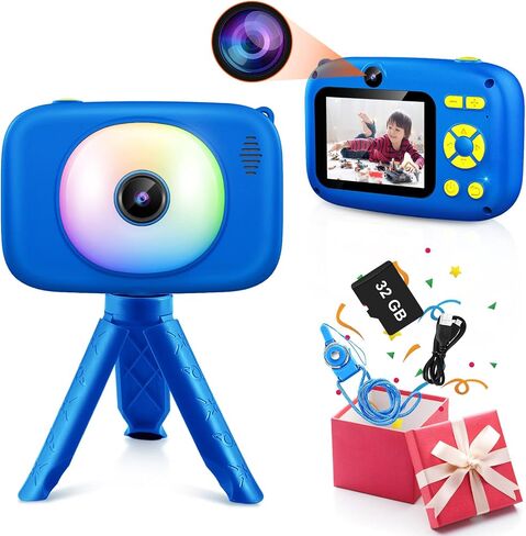hyleton Kids Camera Selfie, Christmas Birthday Gifts for Girls Boys Age 3-12,Toys for 3 4 5 6 7 8 9 10 Year Old Girl Boy，HD Digital Video Explore Dual Cameras for Toddler with 32GB SD Card (Green) in Saudi Arabia