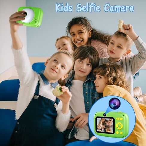 hyleton Kids Camera Selfie, Christmas Birthday Gifts for Girls Boys Age 3-12,Toys for 3 4 5 6 7 8 9 10 Year Old Girl Boy，HD Digital Video Explore Dual Cameras for Toddler with 32GB SD Card (Green) in Saudi Arabia