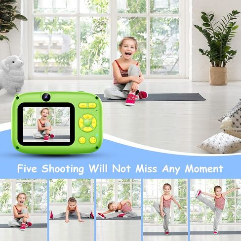 hyleton Kids Camera Selfie, Christmas Birthday Gifts for Girls Boys Age 3-12,Toys for 3 4 5 6 7 8 9 10 Year Old Girl Boy，HD Digital Video Explore Dual Cameras for Toddler with 32GB SD Card (Green) in Saudi Arabia