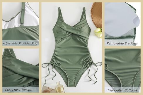 Women Sexy Tummy Control Swimsuit Push Up High Waisted Bathing Suit Slimming Deep V Neck One Piece Swimwear in Saudi Arabia