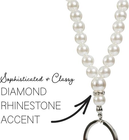 MPC Brands Longer Length Pearl Lanyard for Women Pearl With Diamond Accent Lanyards for ID Badges (38") - Dressy Pearl in Saudi Arabia