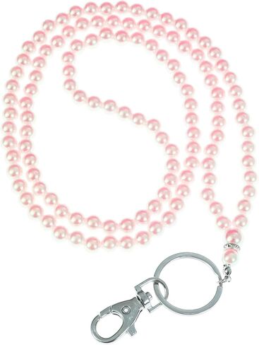 MPC Brands Longer Length Pearl Lanyard for Women Pearl With Diamond Accent Lanyards for ID Badges (38") - Dressy Pearl in Saudi Arabia