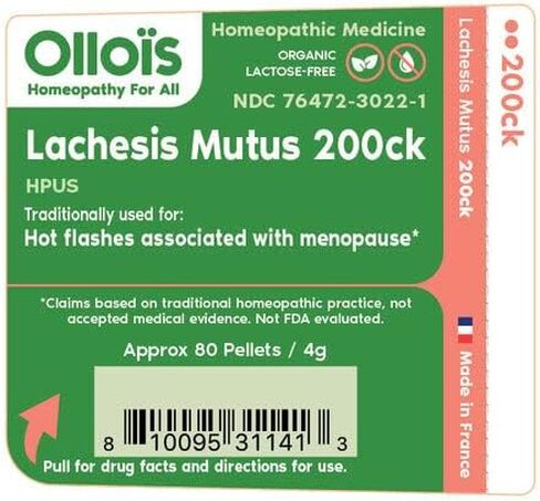 OLLOIS Lachesis Mutus 200ck Organic & Lactose-Free Homeopathic Medicine, 80 Pellets (Pack of 1) in Saudi Arabia