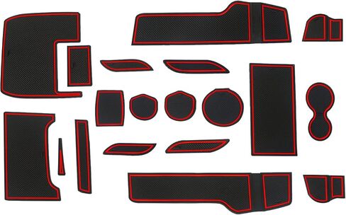 Fit for Honda Civic 2016-2021 (Hatchback) Accessories, Upgraded Custom Non-Slip Cup Holder Inserts, Center Console Liners, Door Pocket Pads, Interior Anti-Dust Liner Mats (21-PCS, Red Trim) in Saudi Arabia