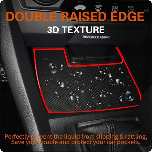 Fit for Honda Civic 2016-2021 (Hatchback) Accessories, Upgraded Custom Non-Slip Cup Holder Inserts, Center Console Liners, Door Pocket Pads, Interior Anti-Dust Liner Mats (21-PCS, Red Trim) in Saudi Arabia
