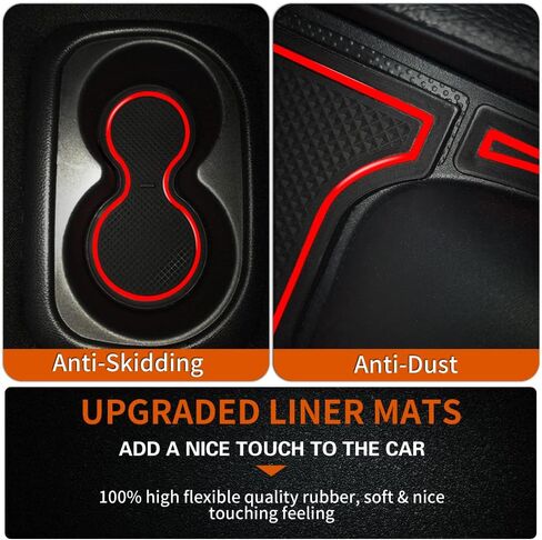 Fit for Honda Civic 2016-2021 (Hatchback) Accessories, Upgraded Custom Non-Slip Cup Holder Inserts, Center Console Liners, Door Pocket Pads, Interior Anti-Dust Liner Mats (21-PCS, Red Trim) in Saudi Arabia