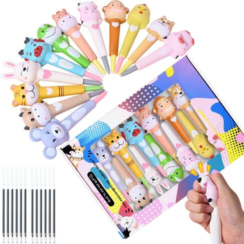 Cute Pens for Girls,Kawaii Gel Pens with Soft Grip & 24 Refills Included,Gifts for Tween,Animal Shape Designed for Squeezing,Fun Pen for Kids,Teens,Boys,Men and Women,Suit for School,Office and Home in Saudi Arabia