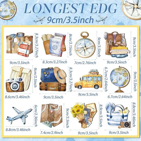 36 Pcs Summer Travel Wooden Ornaments Summer Hanging Ornaments Passport Globe Luggage Compass Wood Cutouts Travel Tree Decorations and Ornaments Summer Decorations for Home Tree Party Supplies in Saudi Arabia