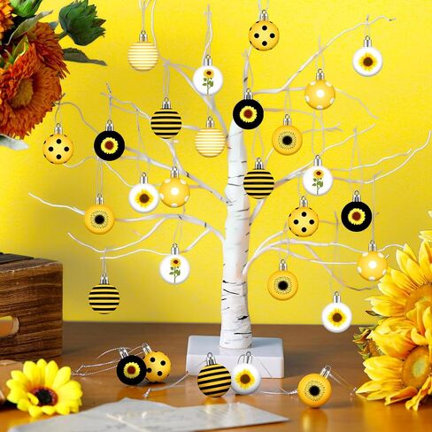 Barydat 48 Pcs 1.18 Inch Mini Summer Sunflower Ornaments for Tree Sunflower Hanging Decorations Yellow Tree Decor Themed Party Supplies for Wedding Baby Shower Holiday Party Favors(Classic Style) in Saudi Arabia