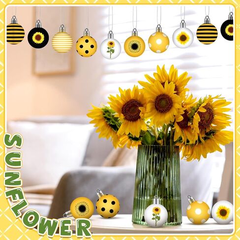 Barydat 48 Pcs 1.18 Inch Mini Summer Sunflower Ornaments for Tree Sunflower Hanging Decorations Yellow Tree Decor Themed Party Supplies for Wedding Baby Shower Holiday Party Favors(Classic Style) in Saudi Arabia