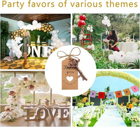 50 قطعة من فتاحات زجاجات المفاتيح، فتاحة زجاجات مفاتيح عتيقة، هدايا لحفلات الزفاف وفتاحة زجاجات هيكل عظمي للاستقبال مع بطاقات علامة البركة وسلاسل المفاتيح، إضافة رائعة لحقائب الشكر (النحاس الأحمر) in Kuwait