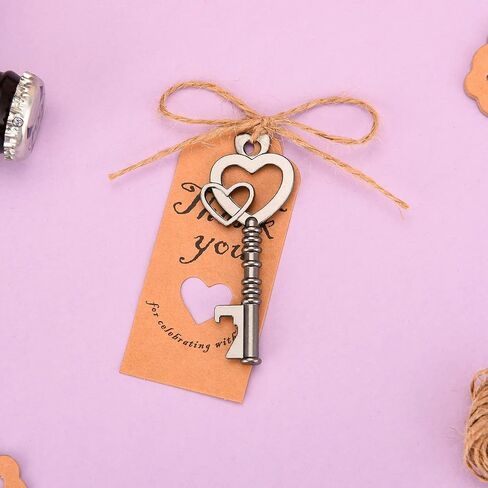 50PCS Key Bottle Openers,Vintage Key Bottle Opener,Wedding Favors or Bridal Shower Party Return Gifts Skeleton Bottle Opener with Blessing Tag Cards and Keychains (rose gold) in Saudi Arabia