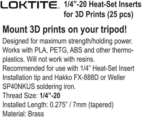 Mount 3D Printed Parts on Tripod | Brass Heat Set Insert fits Standard Tripod Threads 1/4-20, 25 Pack in Saudi Arabia