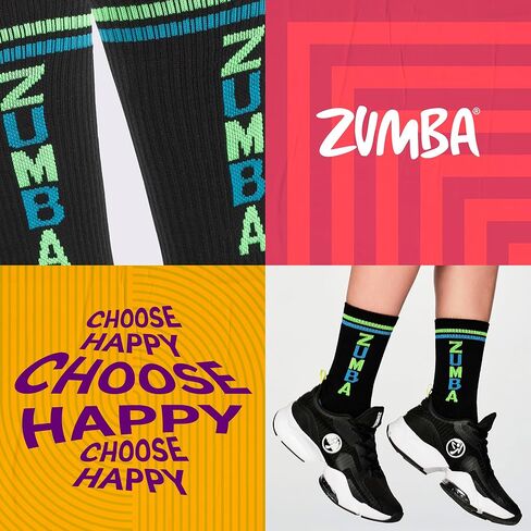 جوارب ZUMBA Fired Up العالية للنساء، أسود غامق، 2 قطعة in Kuwait