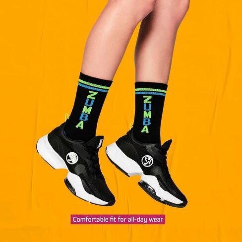 جوارب ZUMBA Fired Up العالية للنساء، أسود غامق، 2 قطعة in Kuwait