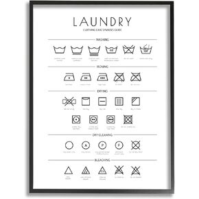Stupell Industries Laundry Cleaning Symbols Minimal Design Framed Giclee Art Design by Martina Pavlova