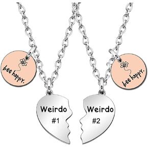 Friend Necklace Friendship Gifts, 2Pcs Necklace Weirdo 1 & Weirdo 2 Heart Necklaces Best Friends Necklace Gift BFF Gifts Sister Gifts for 2 Couples Lovers Gifts Birthday Gifts Christmas Gifts Gift for Mother and Daughter Friends and Couples