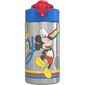 Zak Designs Minecraft 18/8 Single Wall Stainless Steel Kids Water Bottle with Flip-up Straw Spout and Locking Spout Cover, Durable Cup Stays Clean for Sports or Travel (15.5oz, Non-BPA) in Saudi Arabia