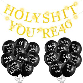 SUNBEAUTY 18PCS Abusive Balloons Funny Old Age Birthday Balloons Offensive Balloons Different Phrases for Men's Birthday Decoration