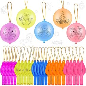 30 Pack Unicorn Party Favors Punch Balloons Large Punching Ball Latex Balloons with Rubber Band Handle for Kids Birthday Party Supplies