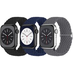 Braided Solo Loop Compatible with Apple Watch Band 38mm 40mm 41mm 42mm 44mm 45mm 49mm for Women Men, Stretchy Straps Elastic Sport Wristbands for iWatch Series 9 8 7 6 5 4 3 2 1 SE Ultra Ultra 2