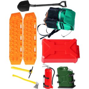 RC Crawler Accessories Roof Simulation Decoration Luggage Bag/Fire Extinguisher/Oil Drum/Recovery Board/Toolbox/Shovel/Hoe/Axe for 1/10 Trx4 Trx6 Axia1 SCX10 Redcat (Style B)