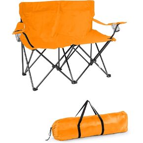 Trademark Innovations Loveseat Style Double Camp Chair, 40" L x 22" W x 31.5" H, Orange