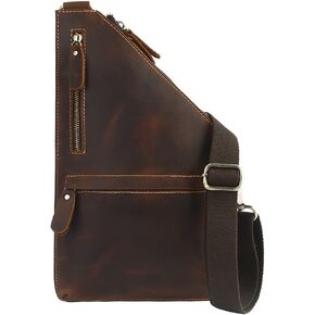 حقيبة كتف جلدية من Leathario للرجال على شكل كتف وحقيبة ظهر كاجوال متعددة الأغراض من الجلد الطبيعي in Kuwait