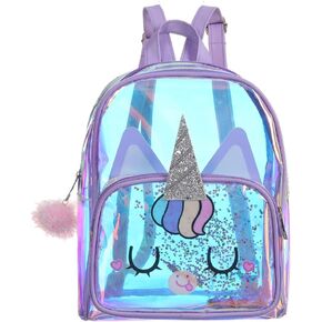 VALICLUD Clear Unicorn Backpack for Girl Holographic Backpack Clear Backpack Unicorn Transparent Backpack Clear Mini Backpack Casual Daypacks (Purple)