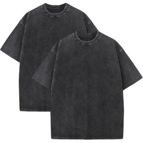 Pump Covers T-Shirts Men Oversized Tees Workout Tshirts 2 Pack Cotton Acid Wash Streetwear Grunge T Shirt
